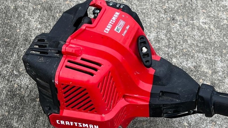 A close up of a Craftsman weed eaeter's gas tank