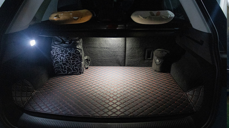 LED lights installed in SUV trunk