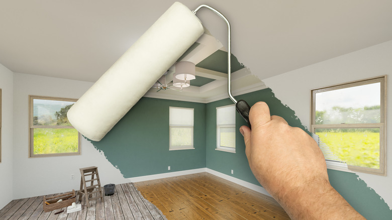 Graphic depicting a room being painted