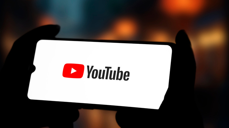 YouTube logo on a phone.