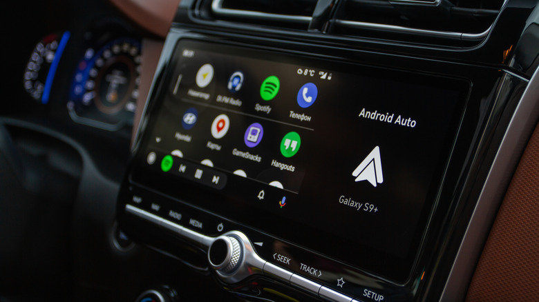 Android Auto interface in a car.