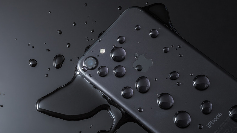 iPhone with water droplets