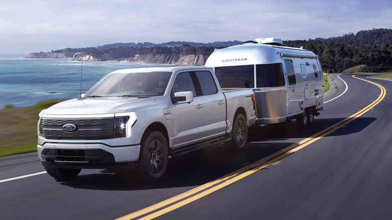 F-150 Lightning towing an Airstream