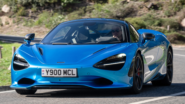 Front 3/4 view of McLaren 750S on road