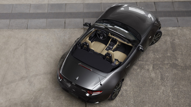 Overhead view of Mazda MX-5 Miata showing interior