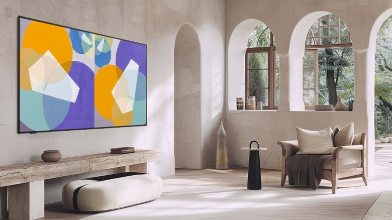 IFFALCON TV wall-mounted in a minimalist living room