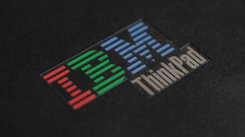 IBM ThinkPad logo on laptop