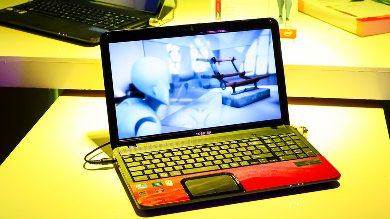 Toshiba laptop on display