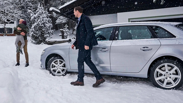car with continental tires in the snow