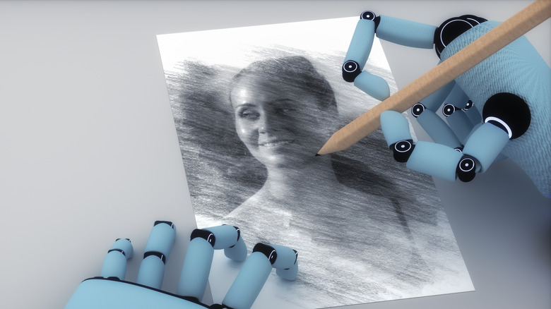 AI drawing person's face