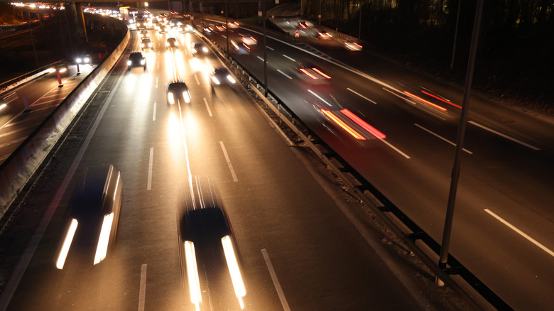 Car on highway at night