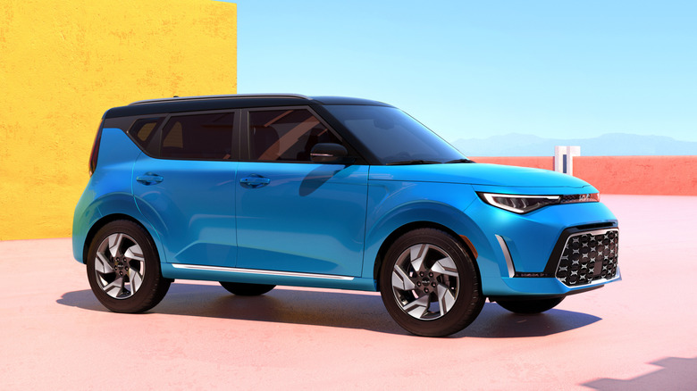 Blue 2025 Kia Soul parked