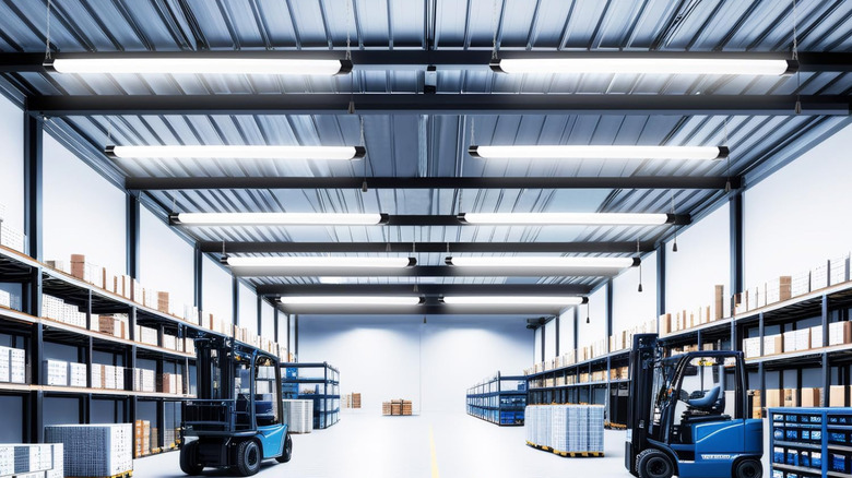 A warehouse with Hykolity LED lights installed