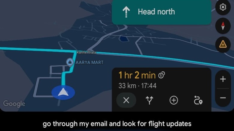 A screengrab of Android Auto showing Gemini integration for email AI summaries
