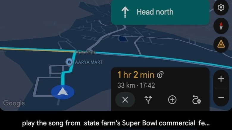 A screengrab of Android Auto showing Gemini integration for generative music playlists