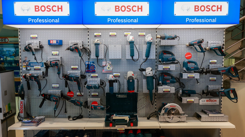Bosch tools on display in store