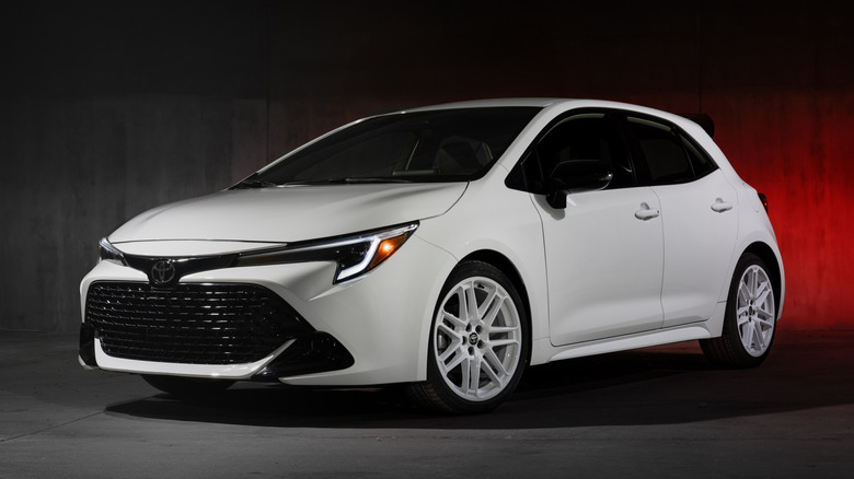 2026 Toyota Corolla Hatchback FX edition in a dark room.