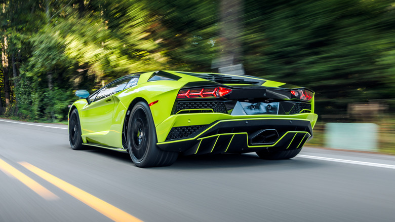 Lamborghini Aventador on a British country road