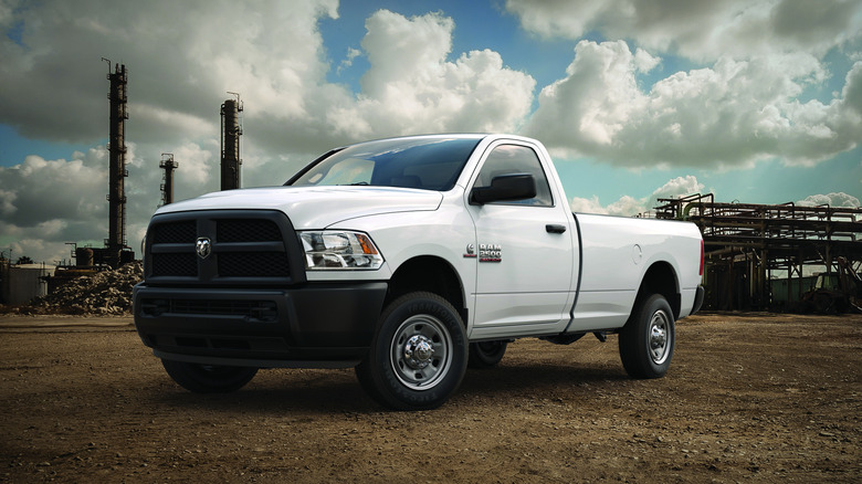 Front 3/4 view of a long bed 2018 Ram 2500 Heavy Duty Diesel Truck