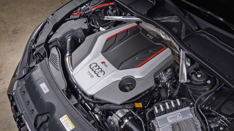 A closer look at the Audi RS5 V6 engine bay.