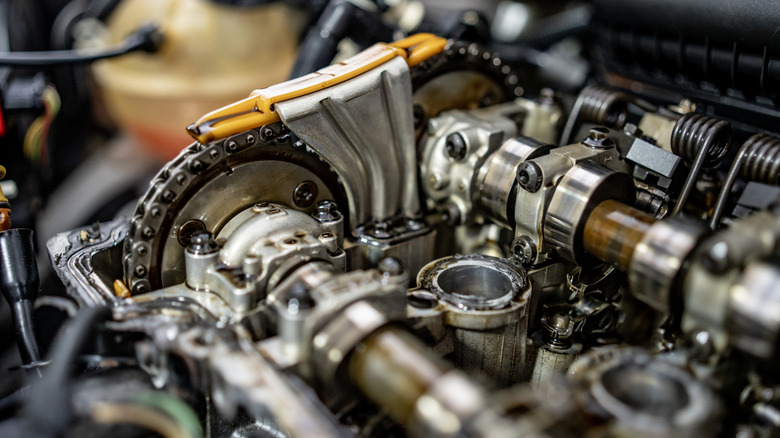 A detailed look at an engine's mechanical timing top end.