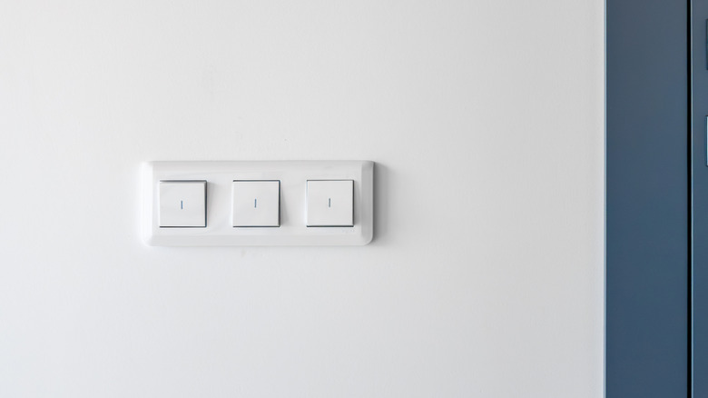 Electric switches installed on a wall