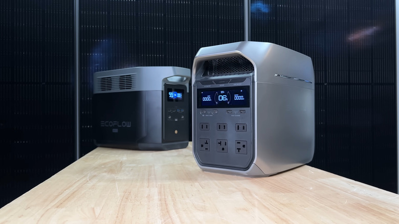 Two EcoFlow generators on display