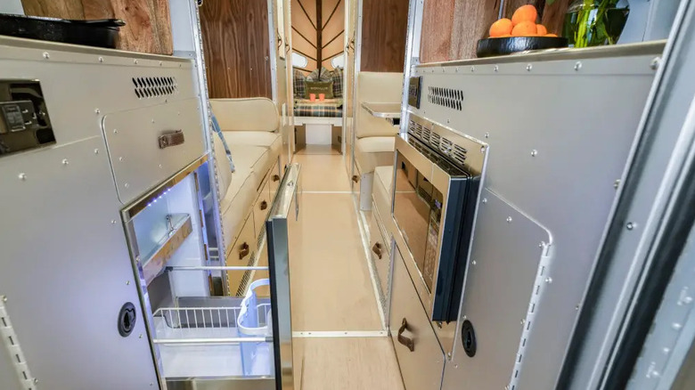 The interior of the Bowlus Endless Highways trailer