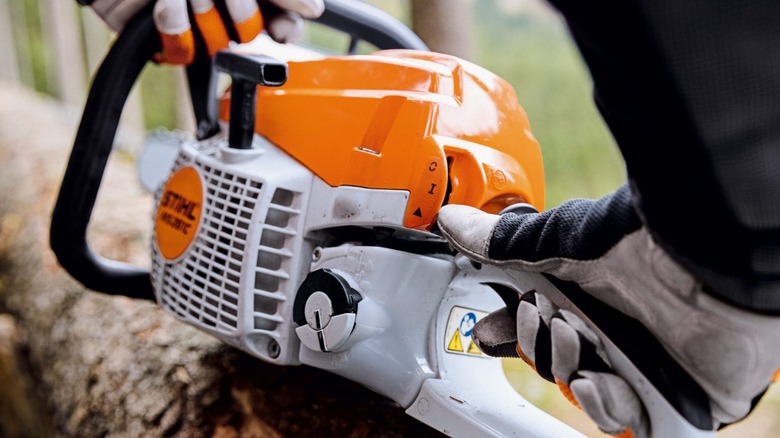 A chainsaw equipped with M-Tronic engine technology