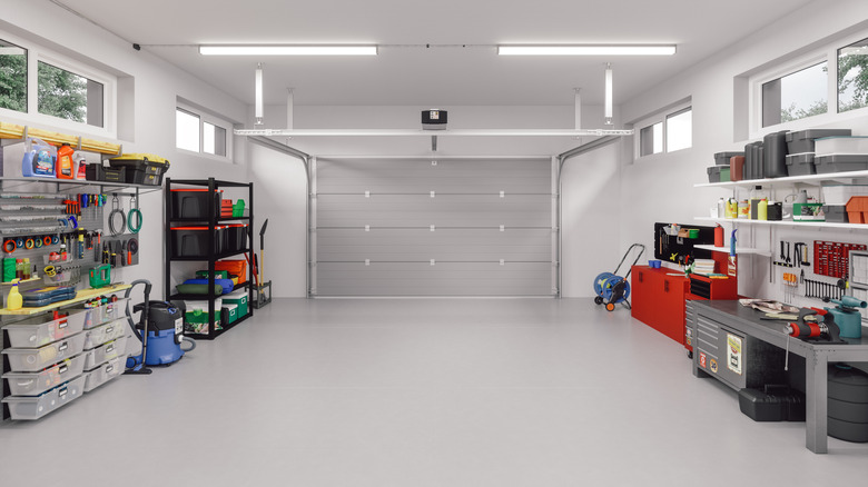 Inside of a modern home garage