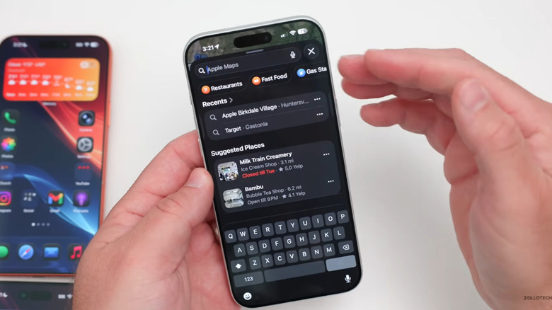 Aaron using Apple Maps suggested places