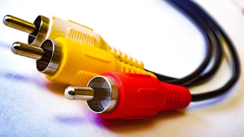 The outs of a RCA cable.
