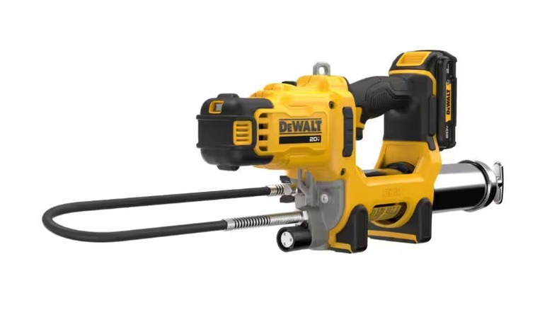 DeWalt 20V Max grease gun against a white background