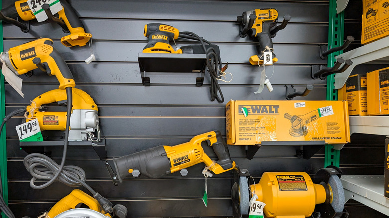 DeWalt tools section in hardware store