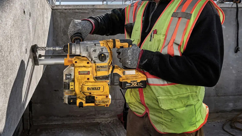 The DeWalt 20V Max rotary hammer in action
