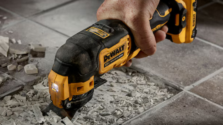 The DeWalt Xtreme 12V Max oscillating tool at work