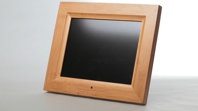 A blank digital picture frame on a white background.