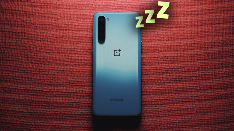 Android phone with "ZZZ" letters above it, suggesting sleep mode