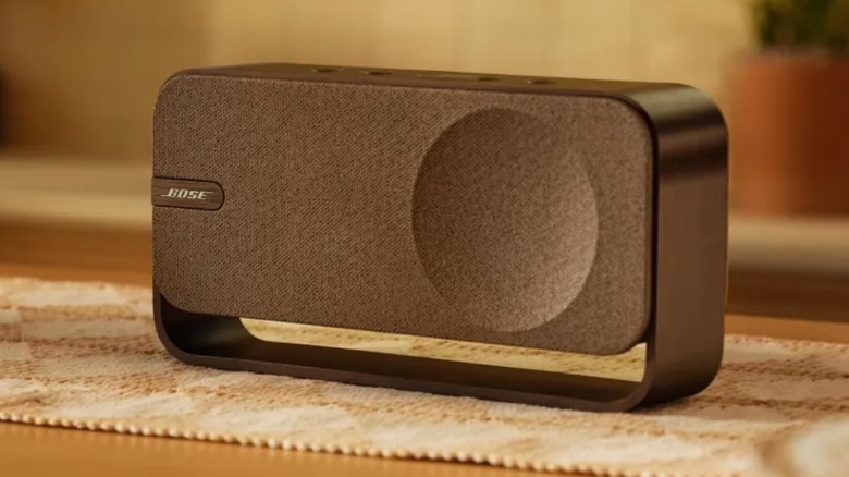 Bose SoundLink Home bluetooth speaker sitting on a table