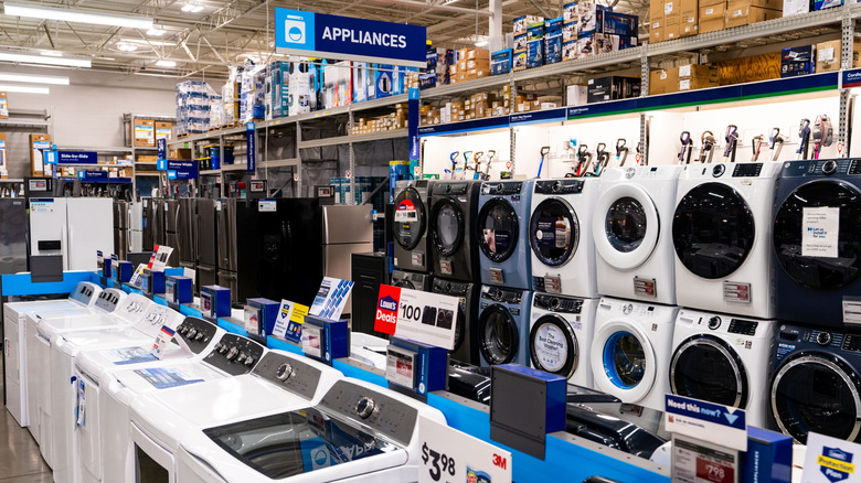 The appliances section in a Lowe's store.