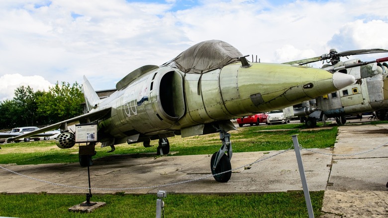 Yak-38 jet outside on display