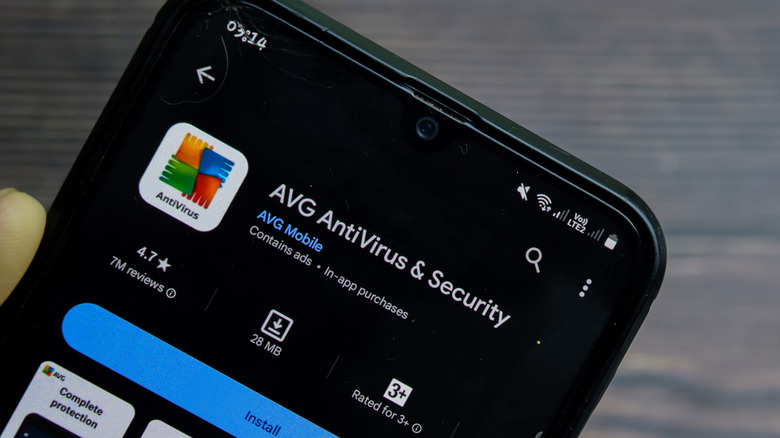 AVG antivirus app shown on smatphone screen.