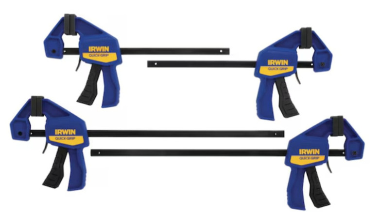 Four-pack of Irwin bar clamps against white background