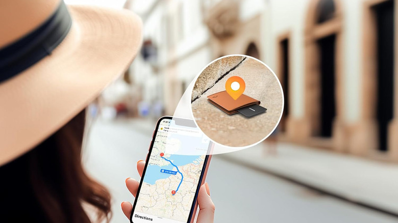 A smartphone tracking the Ugreen wallet tracker card