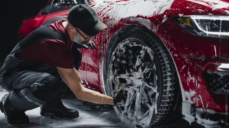 Person washing car