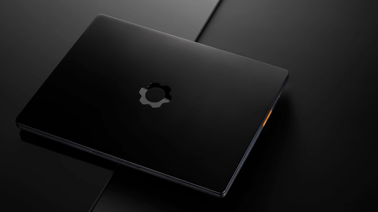 A Framework Laptop 13 Pro placed against a black background