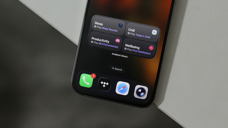 Ambient Music widget on an iPhone