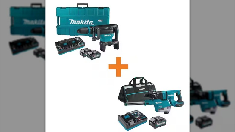 The Makita 80V Max Brushless Demo Hammer kit and 40V Max Rotary Hammer kit.