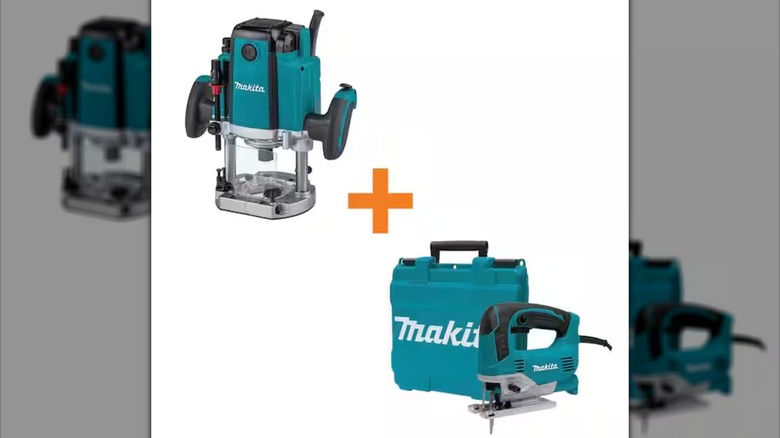 The Makita Corded Plunge Router and Corded Variable Speed Jig Saw kit.