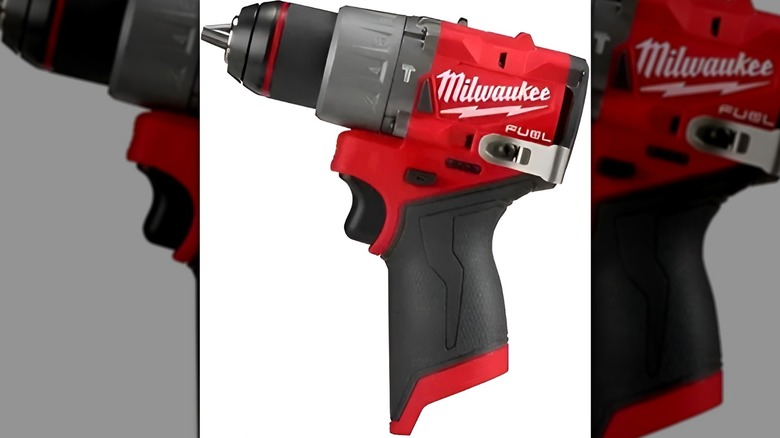 Milwaukee drill on white background
